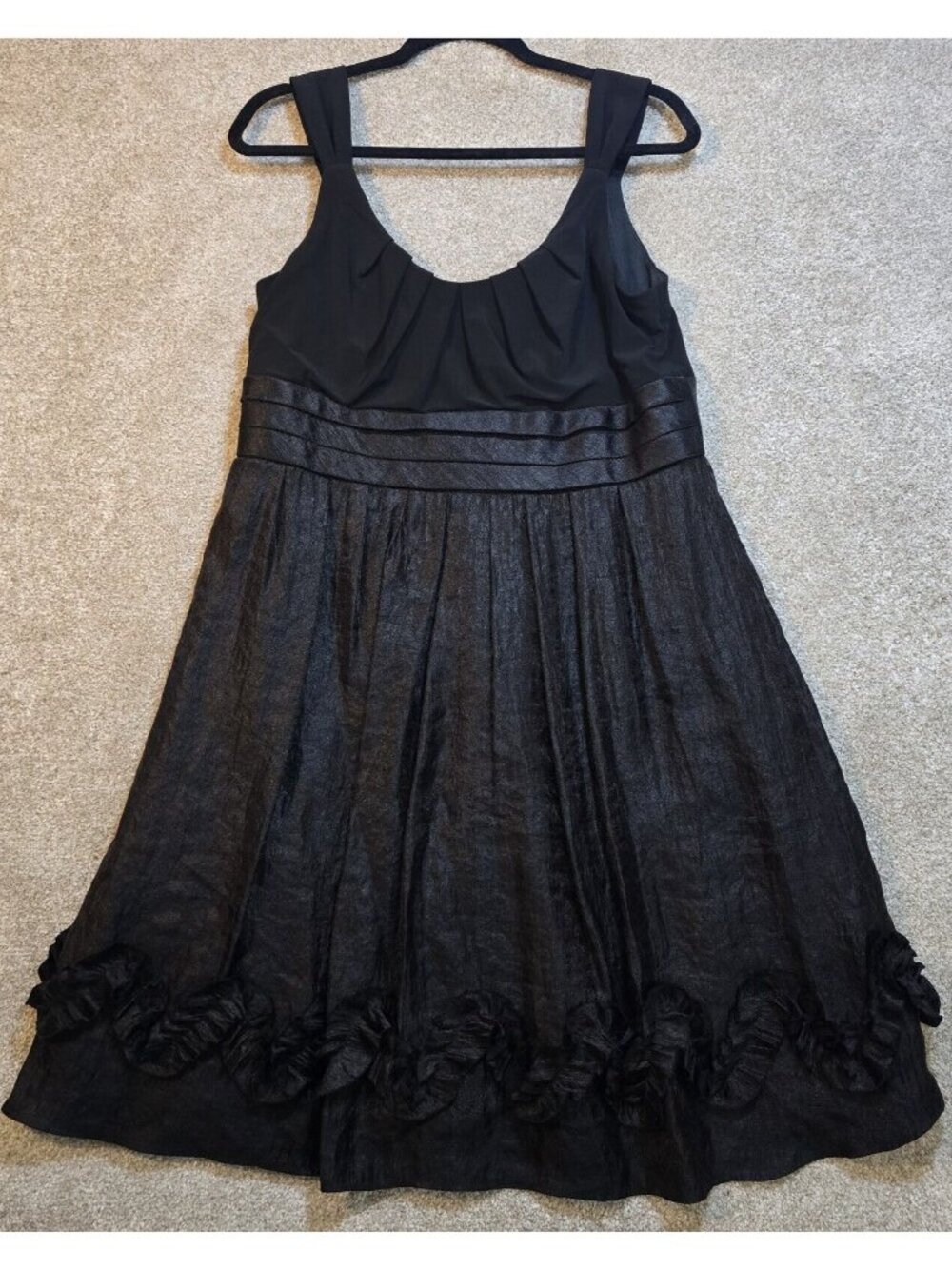 R&M Richards Cocktail Party Dress Ruffle Lined Sleeveless Black Flirty Women 14